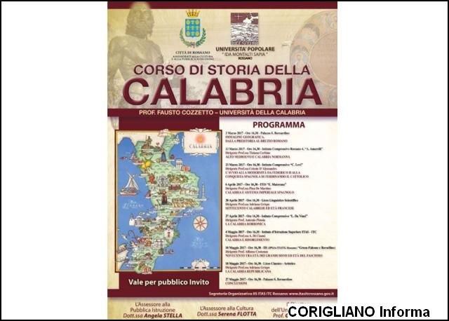   Storia della Calabria, sabato 27 si chiude corso