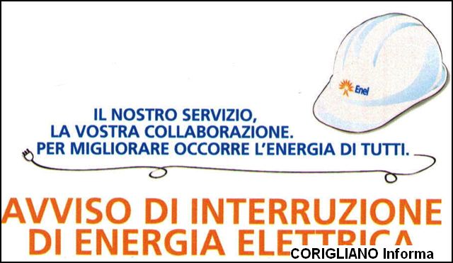 Rossano - Interruzione energia elettrica per mercoled 8.3 