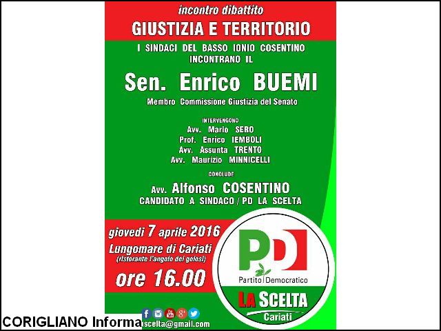 CARIATI - GIUSTIZIA E TERRITORIO, BUEMI INCONTRA I SINDACI