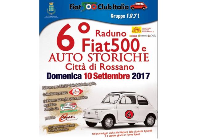 Domenica 10 settembre 6 raduno delle mitiche Fiat 500 ed auto depoca a Rossano