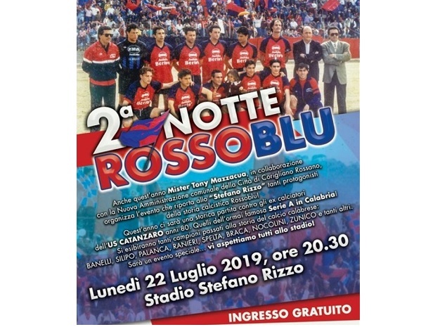 Stasera la 2^ Notte Rossoblu, allo Stadio Comunale Stefano Rizzo di Rossano