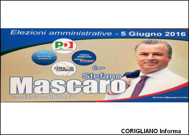 LISTE A SOSTEGNO CANDIDATO A SINDACO DI ROSSANO STEFANO MASCARO