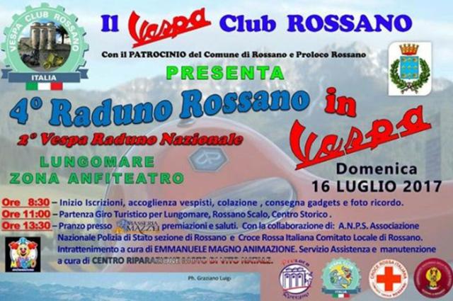 Domenica 16 luglio raduno nazionale dei vespisti a Rossano 