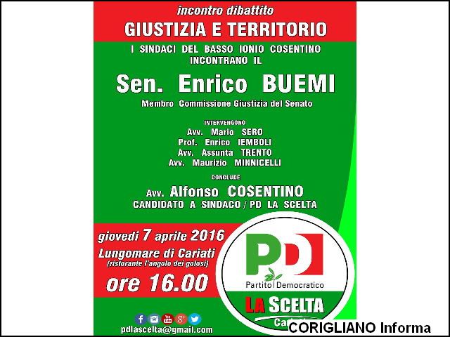 CARIATI - GIUSTIZIA E TERRITORIO, BUEMI INCONTRA I SINDACI