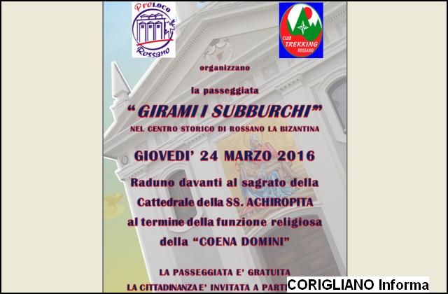 ROSSANO, GIOVEDI SANTO:  GIRAMI I SUBBURCHI 